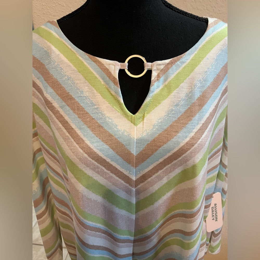 Allison Daley Green and Blue Long Sleeve Tee - Picture 3 of 8
